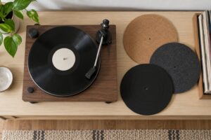 cork vs felt vs rubber turntable mat