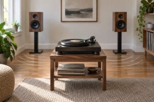 what is acoustic feedback from speakers to turntable