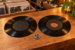 what is a dinked center on a 7 inch record