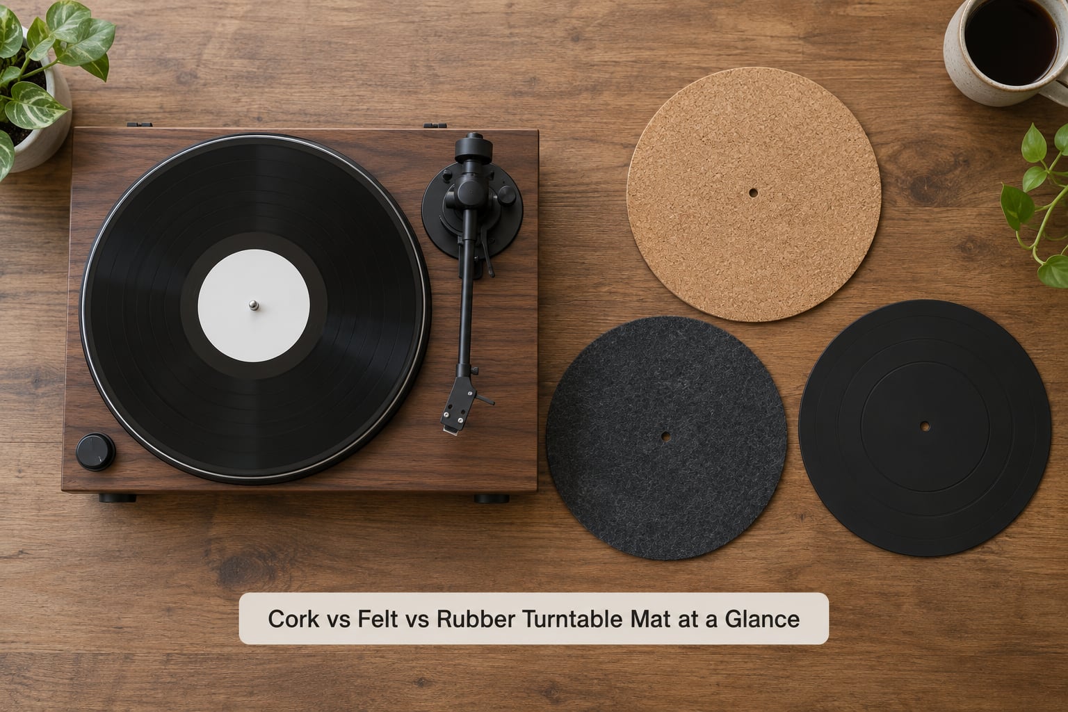 Cork vs Felt vs Rubber Turntable Mat at a Glance