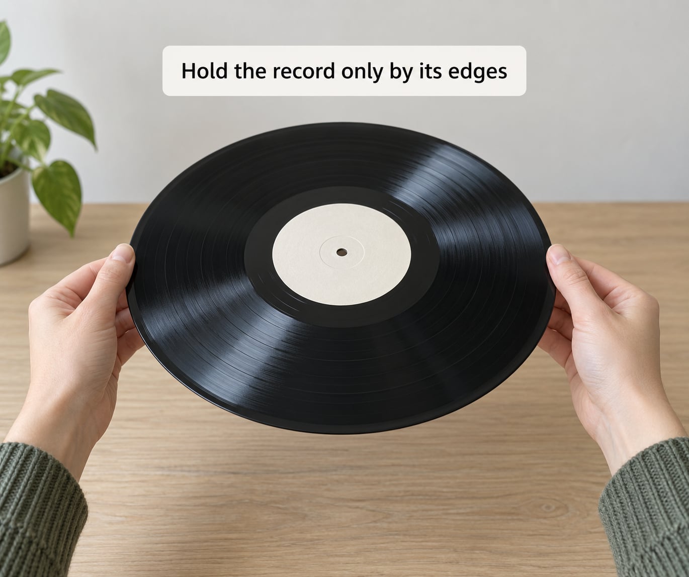 Hold the record only by its edges